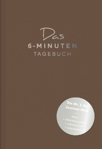 Buchcover und Innenansicht für das Buch: Das 6-Minuten-Tagebuch (pfefferbraun)