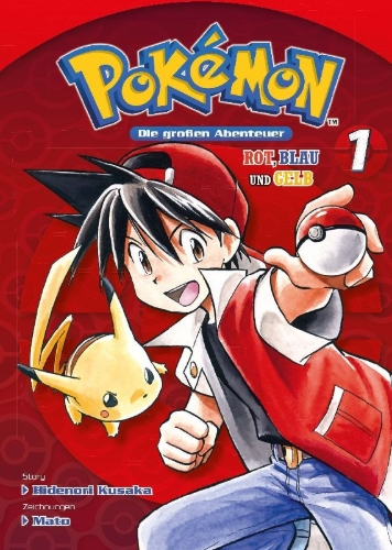 Buchcover und Innenansicht für das Buch: Pokémon - Die großen Abenteuer: Rot, Blau und Gelb 01