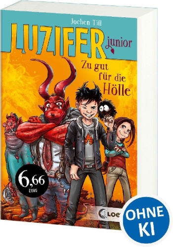 Buchcover und Innenansicht für das Buch: Luzifer junior (Band 1) - Zu gut für die Hölle