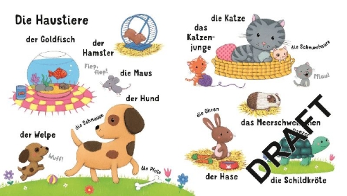 Buchcover und Innenansicht für das Buch: Deine Welt Wort für Wort: Tiere