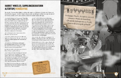 Buchcover und Innenansicht für das Buch: The Museum Heist: A Mystery Agency Puzzle Book
