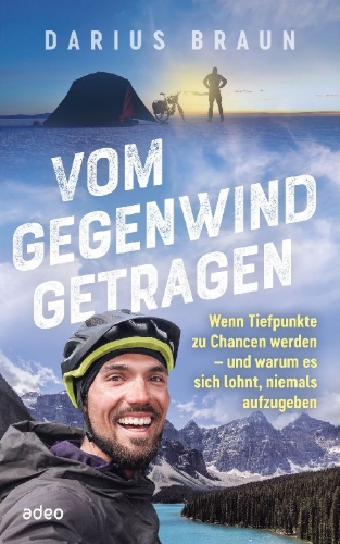 Buchcover und Innenansicht für das Buch: Vom Gegenwind getragen