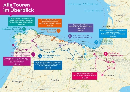 Buchcover und Innenansicht für das Buch: MARCO POLO Camper Guide Nordspanien, Atlantikküste & Pyrenäen