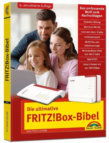 Buchcover und Innenansicht für das Buch: Die ultimative FRITZ!Box-Bibel - Das Praxisbuch