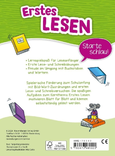 Buchcover und Innenansicht für das Buch: Mein Block zum Schulanfang: Erstes Lesen