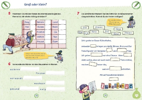 Buchcover und Innenansicht für das Buch: Räuberdiktate 3./4. Klasse