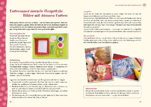 Buchcover und Innenansicht für das Buch: Spielen mit Krippenkindern: malen, matschen, kneten