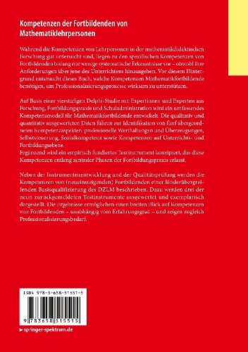Buchcover und Innenansicht für das Buch: Kompetenzen der Fortbildenden von Mathematiklehrpersonen