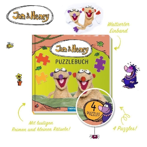 Buchcover und Innenansicht für das Buch: Trötsch Jan und Henry Puzzlebuch mit 4 Puzzle