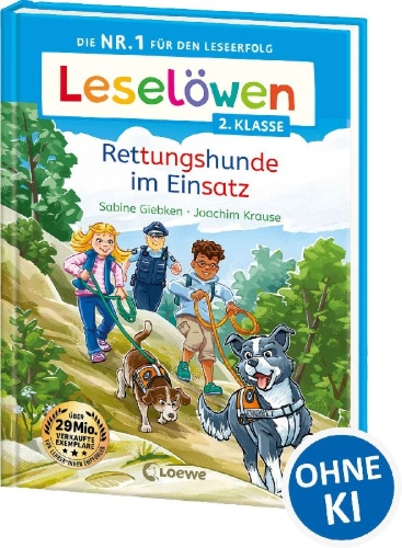 Buchcover und Innenansicht für das Buch: Leselöwen 2. Klasse - Rettungshunde im Einsatz
