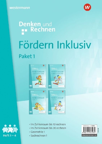 Buchcover und Innenansicht für das Buch: Fördern Inklusiv. Hefte 1-4 im Paket Denken und Rechnen
