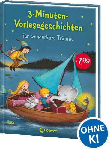 Buchcover und Innenansicht für das Buch: 3-Minuten-Vorlesegeschichten für wunderbare Träume