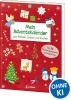 Buchcover und Innenansicht für das Buch: Mein Adventskalender zum Rätseln, Spielen und Basteln