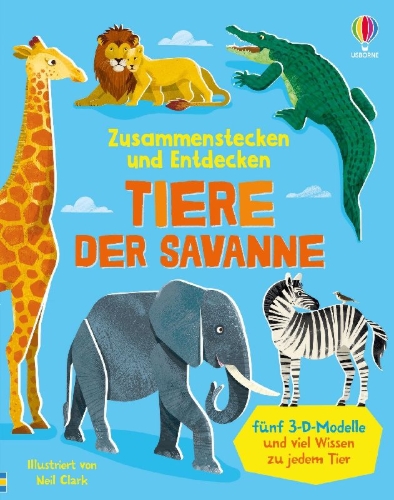 Buchcover und Innenansicht für das Buch: Zusammenstecken und Entdecken: Tiere der Savanne
