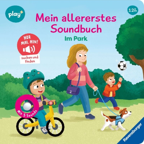 Buchcover und Innenansicht für das Buch: Play+ Mein allererstes Soundbuch Im Park - ab 12 Monate