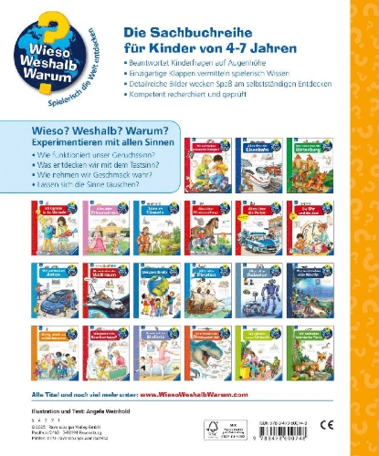 Buchcover und Innenansicht für das Buch: Wieso? Weshalb? Warum? Kernreihe, Band 31 - Experimentieren mit allen Sinnen