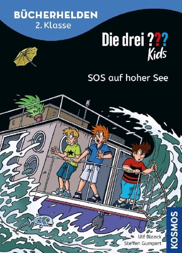 Buchcover und Innenansicht für das Buch: Die drei ??? Kids, Bücherhelden 2. Klasse, SOS auf hoher See