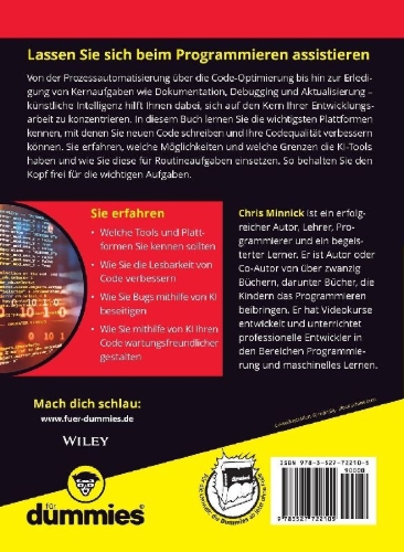 Buchcover und Innenansicht für das Buch: Coding mit KI für Dummies