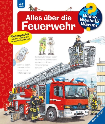 Buchcover und Innenansicht für das Buch: Wieso? Weshalb? Warum?, Band 2: Alles über die Feuerwehr