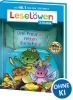 Buchcover und Innenansicht für das Buch: Leselöwen 2. Klasse - Drei Freunde retten die Schule