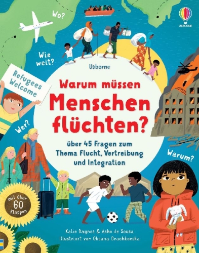 Buchcover und Innenansicht für das Buch: Warum müssen Menschen flüchten?