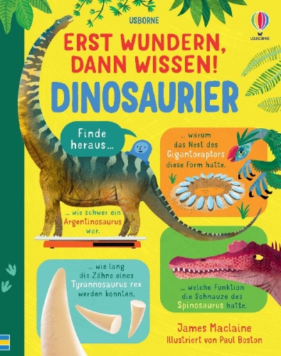 Buchcover und Innenansicht für das Buch: Erst wundern, dann wissen! Dinosaurier