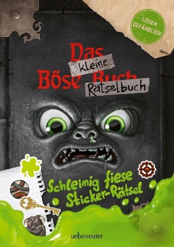 Buchcover und Innenansicht für das Buch: Das kleine Böse Rätselbuch - Schleimig fiese Sticker-Rätsel (Das kleine Böse Buch)