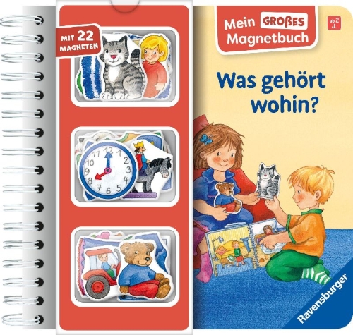 Buchcover und Innenansicht für das Buch: Mein großes Magnetbuch - Was gehört wohin?