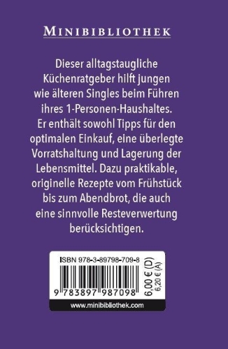 Buchcover und Innenansicht für das Buch: Single-Küche