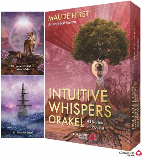 Buchcover und Innenansicht für das Buch: Intuitive Whispers Orakel - 44 Karten mit Booklet - Inspirationskarten