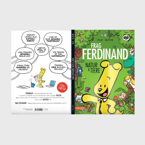 Buchcover und Innenansicht für das Buch: Frag Ferdinand: Natur und Tiere