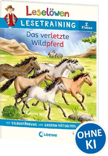 Buchcover und Innenansicht für das Buch: Leselöwen Lesetraining 2. Klasse - Das verletzte Wildpferd