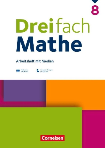 Buchcover und Innenansicht für das Buch: Dreifach Mathe 8. Schuljahr - Ausgabe 2021 - Arbeitsheft mit Medien und Lösungen