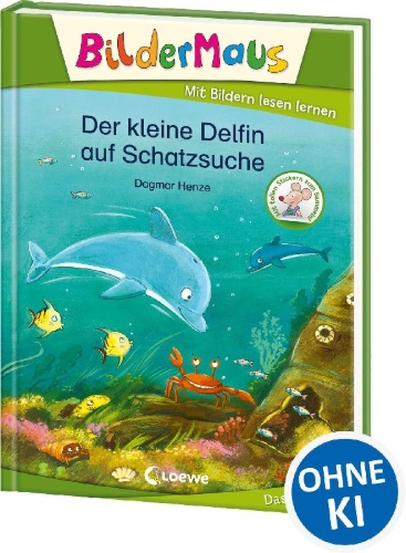 Buchcover und Innenansicht für das Buch: Bildermaus - Der kleine Delfin auf Schatzsuche