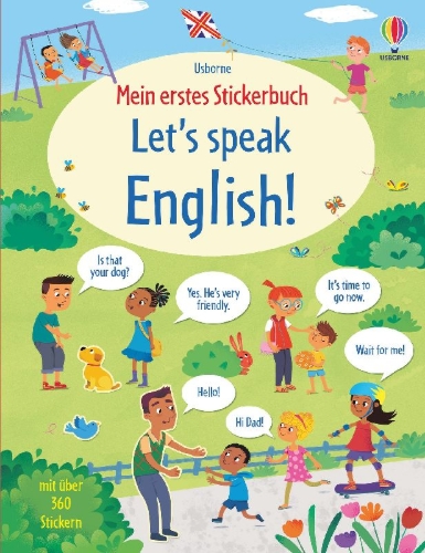 Buchcover und Innenansicht für das Buch: Mein erstes Stickerbuch: Let's speak English!
