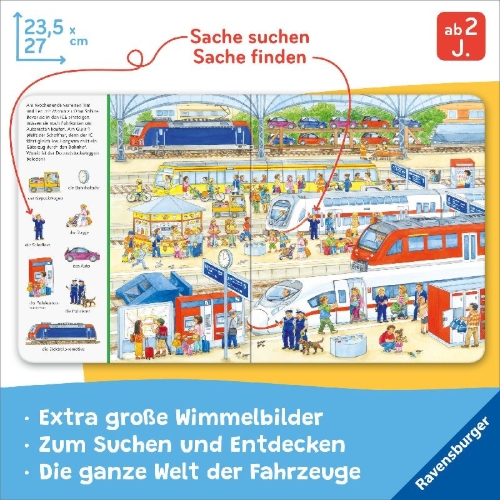 Buchcover und Innenansicht für das Buch: Mein großes Sachen suchen: Viele, viele Fahrzeuge