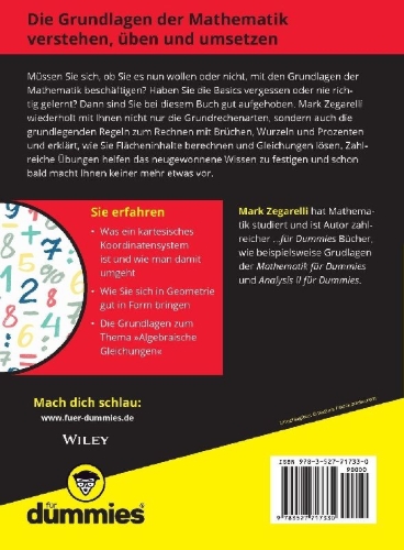 Buchcover und Innenansicht für das Buch: Übungsbuch Grundlagen der Mathematik für Dummies