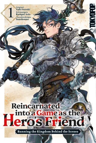 Buchcover und Innenansicht für das Buch: Reincarnated into a Game as the Hero's Friend 01