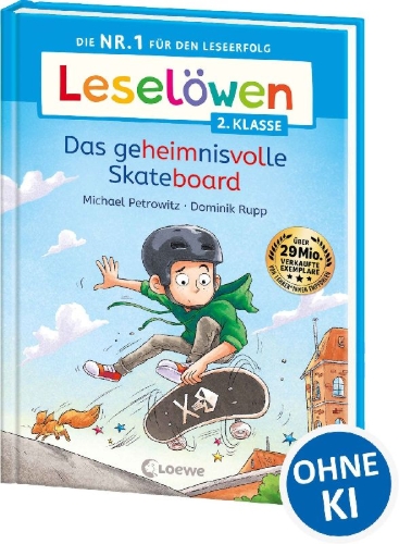 Buchcover und Innenansicht für das Buch: Leselöwen 2. Klasse -  Das geheimnisvolle Skateboard