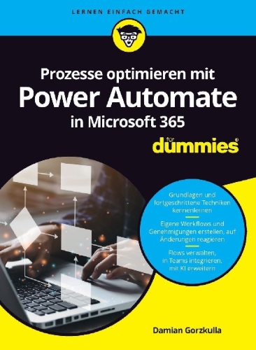 Buchcover und Innenansicht für das Buch: Prozesse optimieren mit Power Automate in Microsoft 365 für Dummies