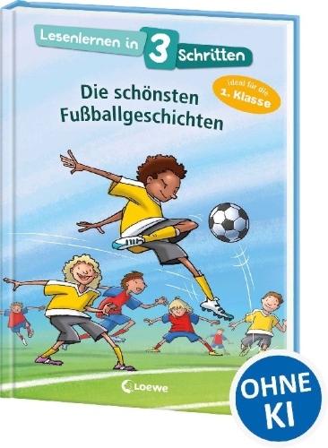 Buchcover und Innenansicht für das Buch: Lesenlernen in 3 Schritten - Die schönsten Fußballgeschichten