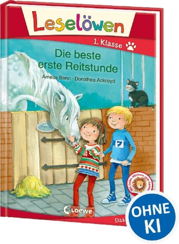 Buchcover und Innenansicht für das Buch: Leselöwen 1. Klasse - Die beste erste Reitstunde