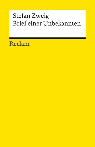 Buchcover und Innenansicht für das Buch: Brief einer Unbekannten. Novelle