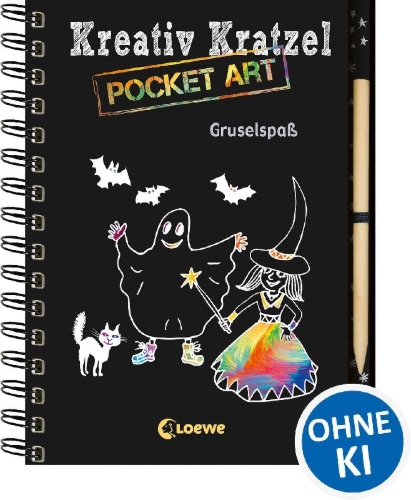 Buchcover und Innenansicht für das Buch: Kreativ-Kratzel Pocket Art: Gruselspaß