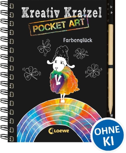 Buchcover und Innenansicht für das Buch: Kreativ-Kratzel Pocket Art: Farbenglück