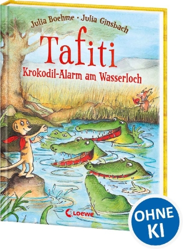 Buchcover und Innenansicht für das Buch: Tafiti (Band 19) - Krokodil-Alarm am Wasserloch