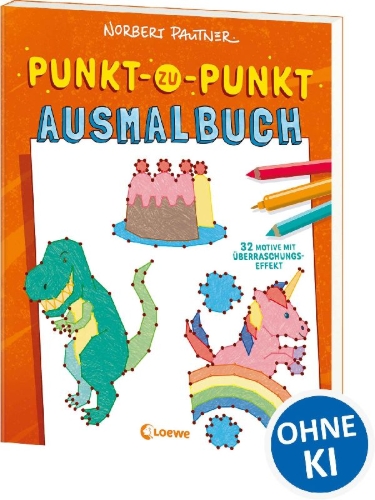 Buchcover und Innenansicht für das Buch: Punkt-zu-Punkt-Ausmalbuch (orange)
