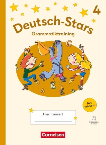 Buchcover und Innenansicht für das Buch: Deutsch-Stars 4. Schuljahr - Grammatiktraining - Ausgabe 2025 - Übungsheft