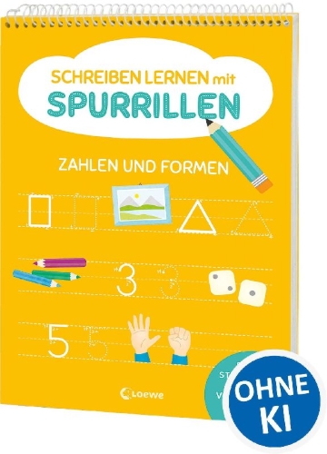 Buchcover und Innenansicht für das Buch: Schreiben lernen mit Spurrillen - Zahlen und Formen