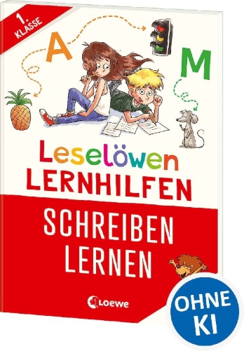 Buchcover und Innenansicht für das Buch: Leselöwen Lernhilfen - Schreiben lernen - 1. Klasse